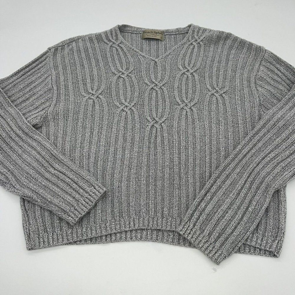 Tricots St Raphael Women’s Gray Sweater Cropped Large cotton rayon